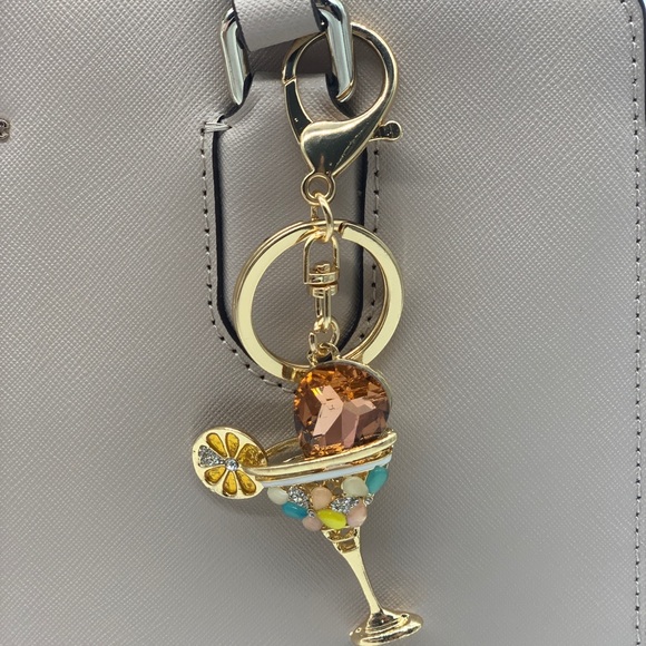 Martini Glass Rhinestone Bag Charm & Key Chain - Picture 7 of 7